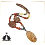 گردنبند فول محافظتی و برکتی با آویز جاسپر خاکی