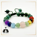 دستبند عقیق خزه ای هفت سنگ زنانه