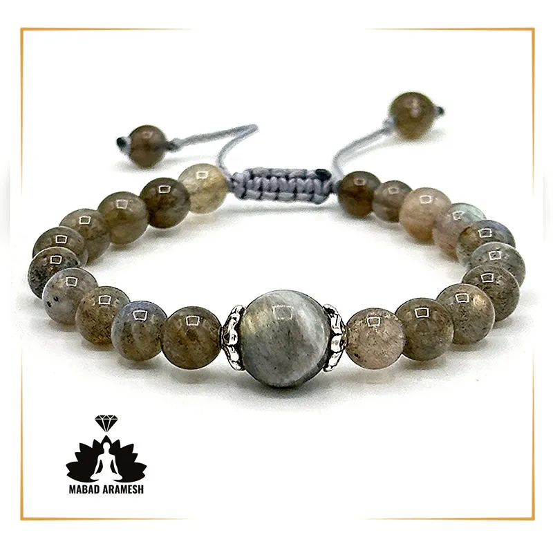 دستبند زنانه تمام لابرادوریت با خرج کار نقره دستبند زنانه تمام لابرادوریت با خرج کار نقره