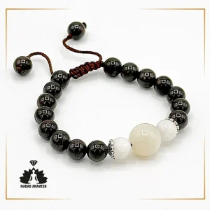 خرید دستبند قدرتمند ترکیبی مون‌ استون و گارنت با خرج‌ کار نقره