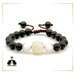 دستبند قدرتمند ترکیبی مون استون و گارنت با خرج کار نقره