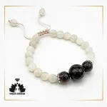 خرید دستبند قدرتمند ترکیبی موناستون و گارنت با خرجکار نقره