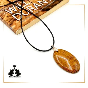 مدال آویز مریم جاسپر با کلیپس نقره ، همراه با بند چرمی و جعبه