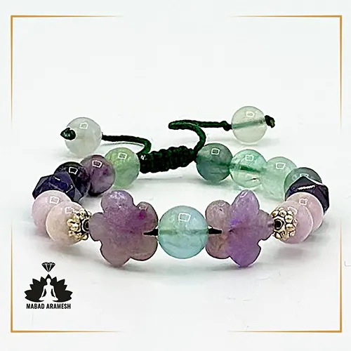 دستبند زنانه سنگ فلوریت و امیتیست دستبند زنانه سنگ فلوریت و امیتیست