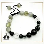 دستبند ترکیبی سنگ تورمالین سیاه با حدید