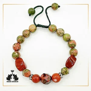 دستبند زنانه سنگ اوناکیت با خرجکار نقره