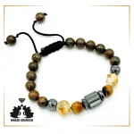 دستبند مردانه ترکیبی سیترین و برنزیت