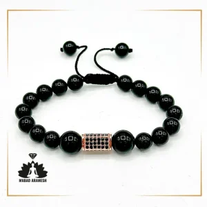 دستبند مردانه تمام بلک تورمالین