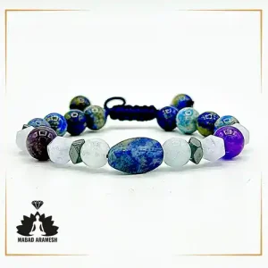 دستبند ترکیبی مردانه لاجورد و حدید