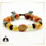 دستبند مردانه سنگ سیترین و حدید و جاسپر