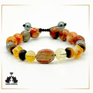 دستبند مردانه سنگ سیترین و حدید و جاسپر