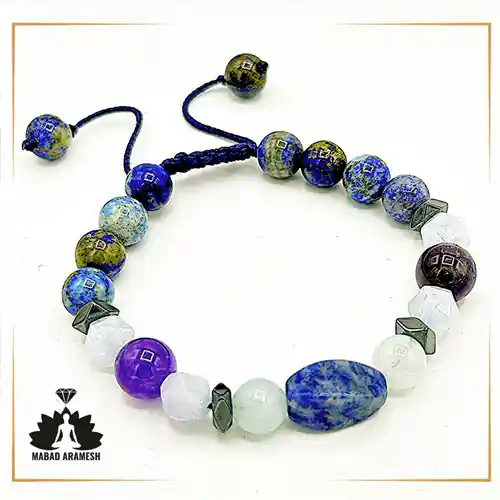 دستبند ترکیبی مردانه لاجورد و حدید دستبند ترکیبی مردانه لاجورد و حدید