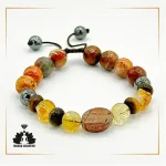 دستبند مردانه سنگ سیترین و حدید و جاسپر