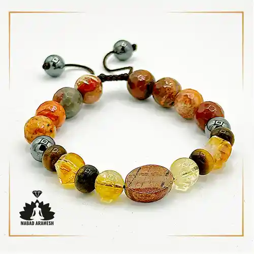 دستبند مردانه سنگ سیترین و حدید و جاسپر دستبند مردانه سنگ سیترین و حدید و جاسپر