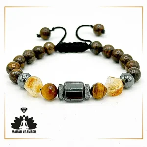 دستبند مردانه ترکیبی سیترین و برنزیت