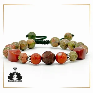 دستبند زنانه سنگ اوناکیت با خرجکار نقره