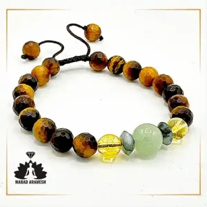 دستبند مردانه با سیترین و اونتورین سبز