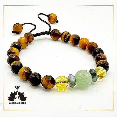 دستبند مردانه با سیترین و اونتورین سبز دستبند مردانه با سیترین و اونتورین سبز