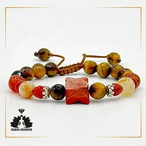 دستبند زنانه چشم ببر و عقیق کارنلین