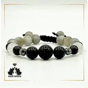 دستبند ترکیبی سنگ تورمالین سیاه با حدید